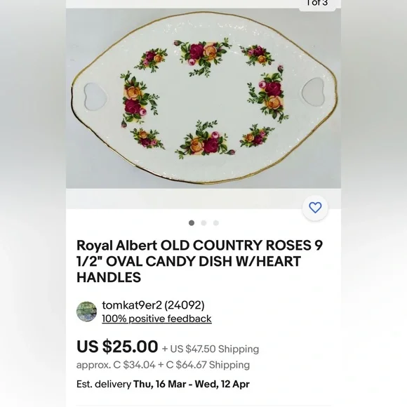 Old Country Roses Oval Tray - Picture 7 of 7